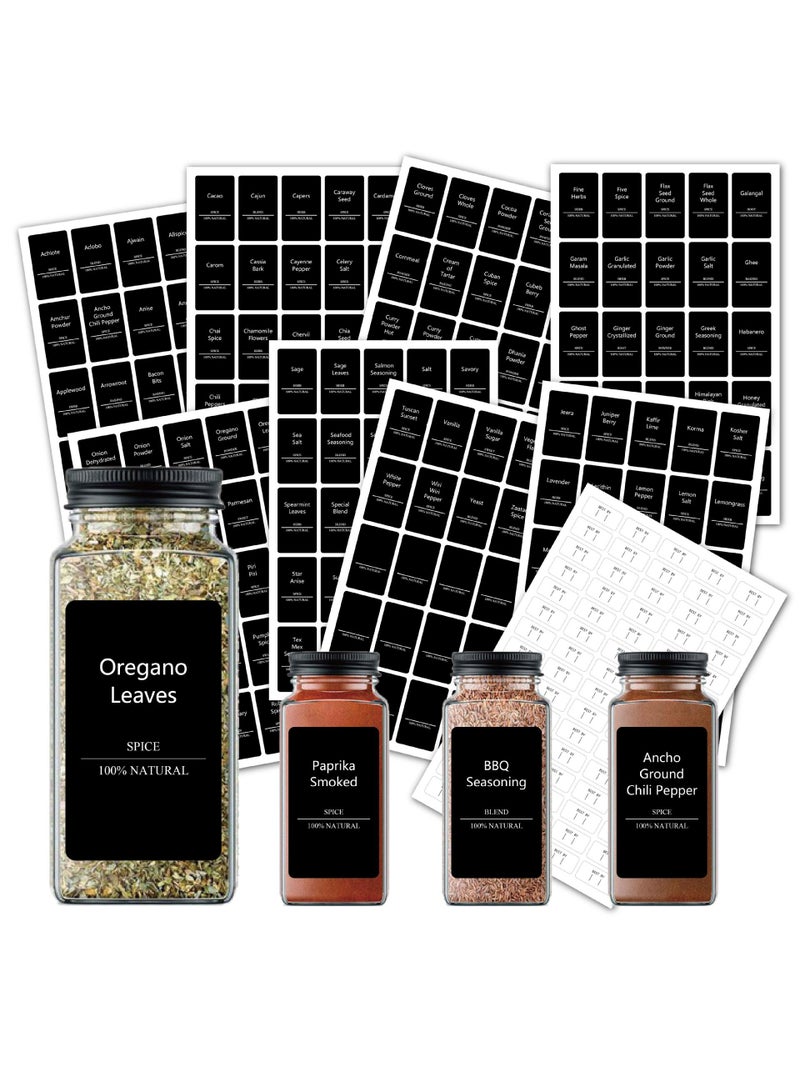 Y&D 275 قطعة من ملصقات التوابل السوداء وملصقات برطمانات التوابل المقاومة للماء والزيت وقابلة للغسل وملصقات برطمانات التوابل للمطبخ - Image 1
