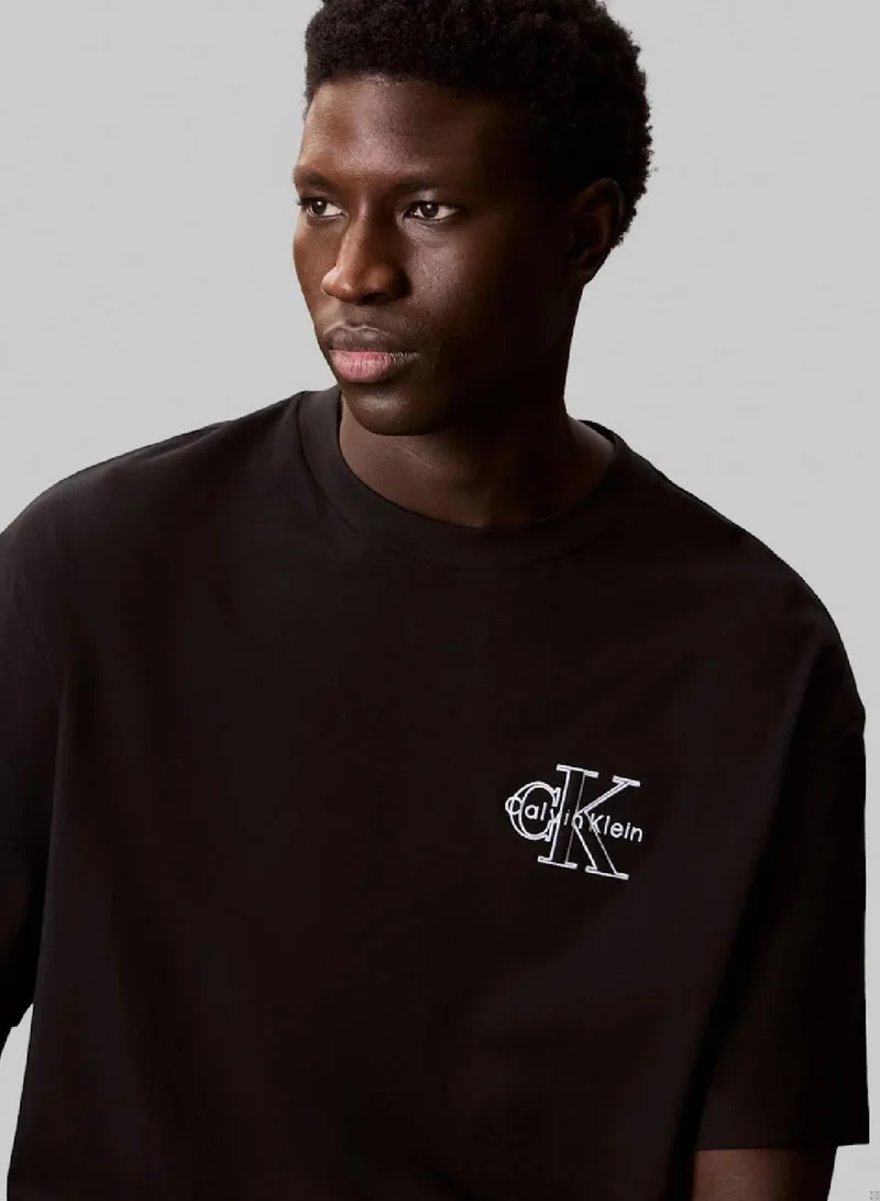 Calvin Klein Jeans Black Monogram Logo Tee for Men | Best Price UAE