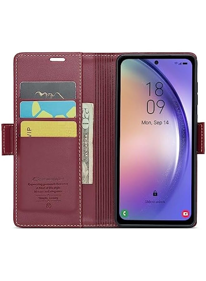 Samsung Galaxy A34 RFID Blocking Wallet Case - Red - Image 2