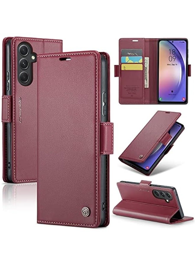 Samsung Galaxy A34 RFID Blocking Wallet Case - Red - Image 1