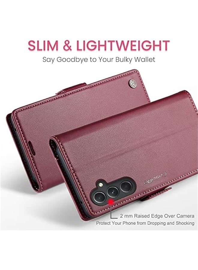 Samsung Galaxy A34 RFID Blocking Wallet Case - Red - Image 3