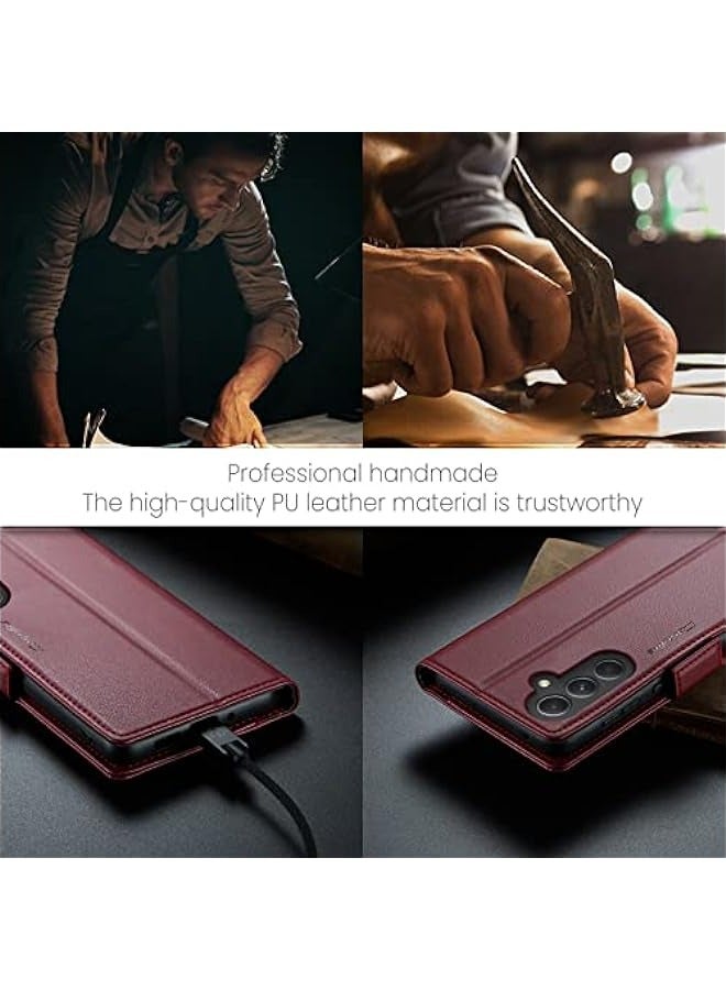 Samsung Galaxy A34 RFID Blocking Wallet Case - Red - Image 5