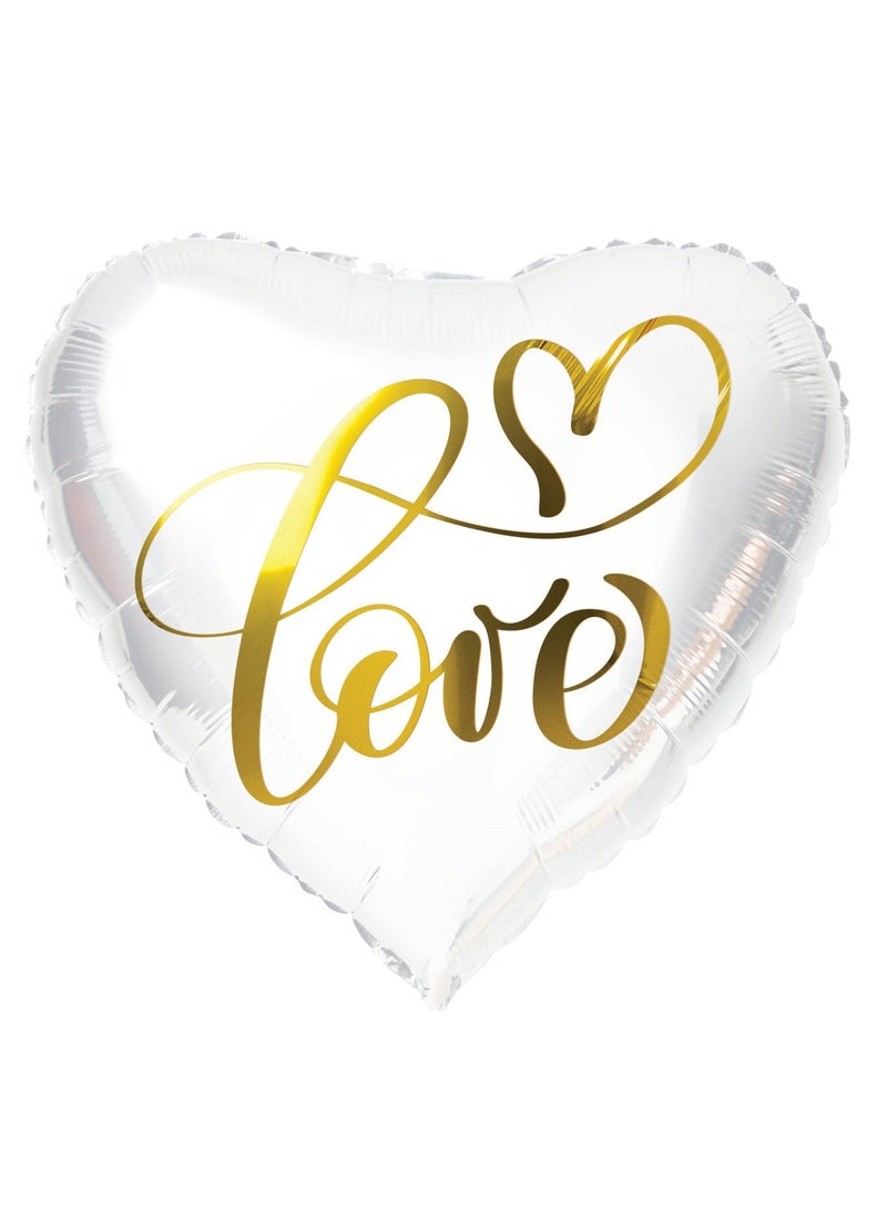 Folat Heart Balloon Love White & Gold 45 cm
