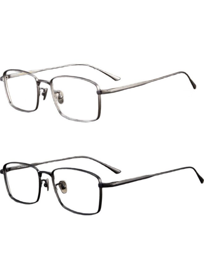 SOXICK High-Quality Style Ultra-Light Pure Titanium Myopia Glasses, Business Eyeglass Frames For Men And Women, Square Eyeglass Frames, 9003 Silver - Image 1