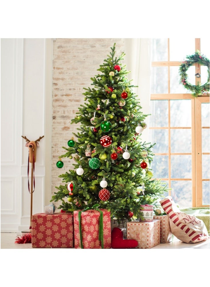 GGEROU زينة كرات عيد الميلاد، 44 قطعة كرات شجرة معلقة غير قابلة للكسر، كرات شجرة عيد الميلاد البلاستيكية اللامعة باللونين الأحمر والأخضر - Image 4