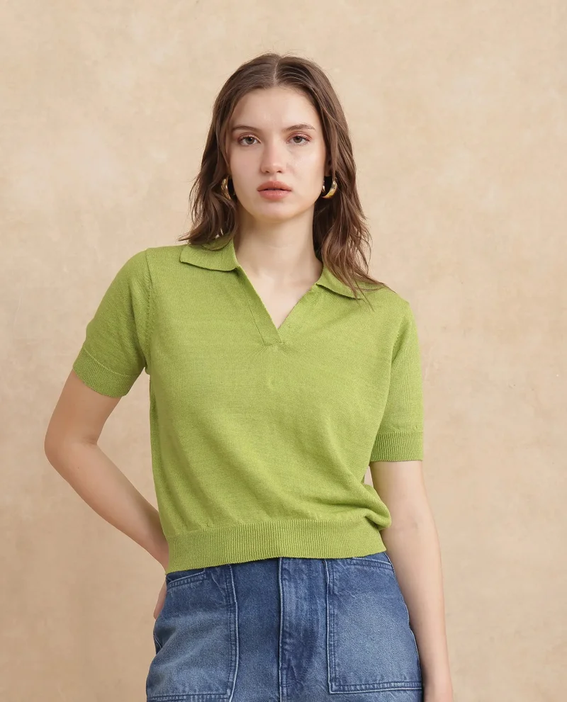 Rareism Women's Linen Blend Polo