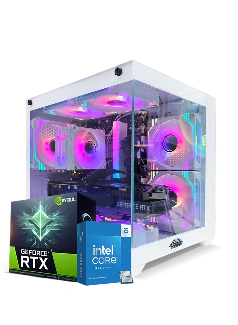 Arab Gamers NOVA White Gaming PC - Intel Core i5-14400F Processor/16GB DDR5 RAM/1TB SSD/8GB Nvidia GeForce RTX 5060 Graphics/Windows 11 Pro/ RGB Gaming Case White - Image 2