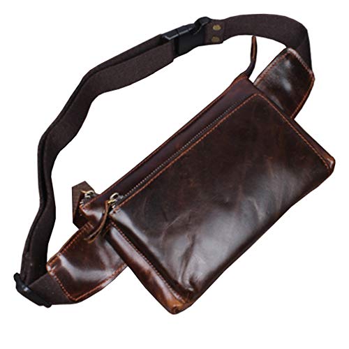 KPYWZER Vintage Leather Waist Bag Fanny Pack for Men Women Hip Bum Bag with Adjustable Strap for Outdoors Workout Traveling Casual Running Hiking Cycling Brown - Image 5