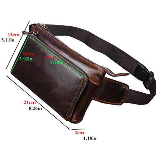 KPYWZER Vintage Leather Waist Bag Fanny Pack for Men Women Hip Bum Bag with Adjustable Strap for Outdoors Workout Traveling Casual Running Hiking Cycling Brown - Image 3