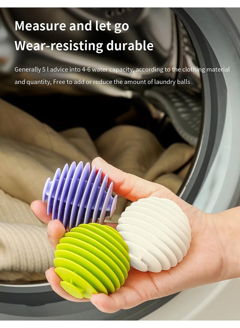 كرات المجفف الغسيل القابل لإعادة الاستخدام، كرات الغسيل المضادة للثبات، كرات الغسيل للغسالة، التشابك مجاني للغسيل، تليّن الأقمشة، منع المشابك، تعزيز التنظيف (3 قطع، أخضر أرجواني أصفر) - Image 2