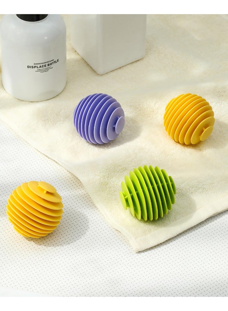 كرات المجفف الغسيل القابل لإعادة الاستخدام، كرات الغسيل المضادة للثبات، كرات الغسيل للغسالة، التشابك مجاني للغسيل، تليّن الأقمشة، منع المشابك، تعزيز التنظيف (3 قطع، أخضر أرجواني أصفر) - Image 4