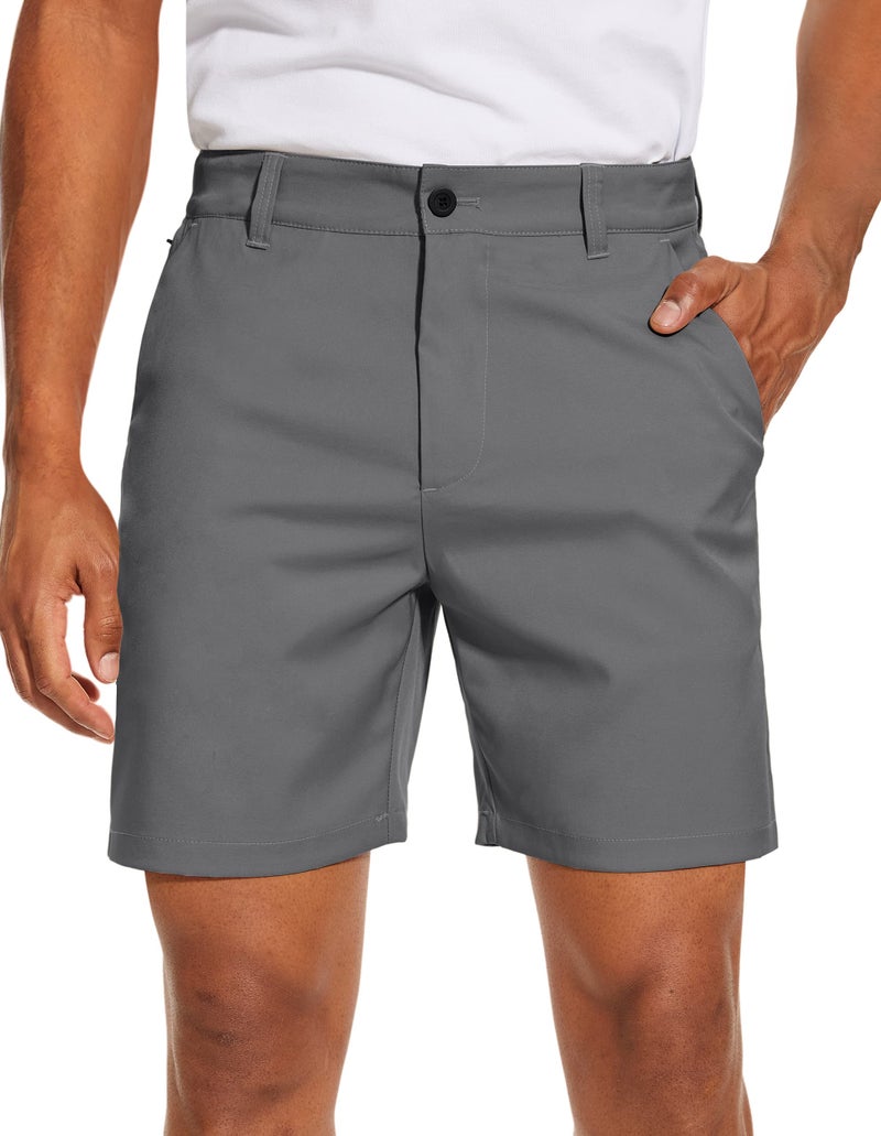 PULI Golf Shorts Men Hybrid Casual Stretch Hiking Quick Drying Classic Relaxed Fit 7 Inch Inseam with Pockets Grey 30 - Image 1