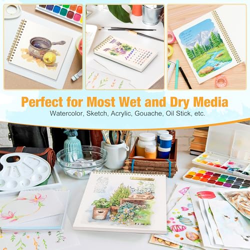 Creazic Small Watercolor Sketchbook, 3.5" x5.5”(140lb/300g), Spiral Bound with Tear Line. Artist Water Color Paper, Portable Travel Notebook for Watercolor or Quick Sketch - Ideal for Kids & Adults - Image 5