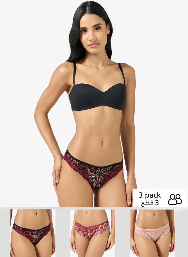 ELLA 3 Pack Cheeky Lace Brief