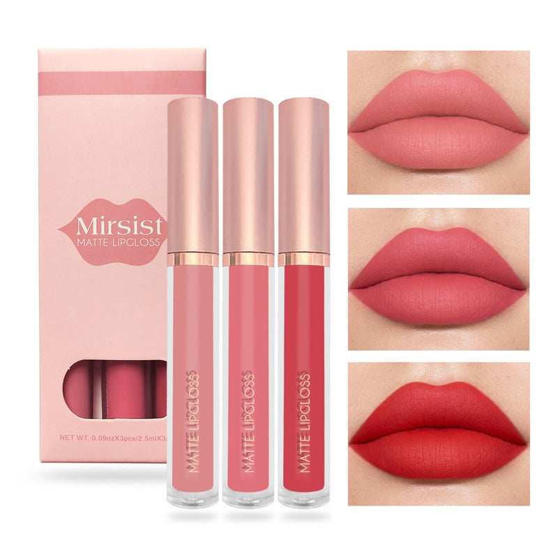 3 Nudelipgloss Lip Glaze Set Non-Stick Cup Non-Fading Lip Gloss Velvet Matte Set Matte - Image 4