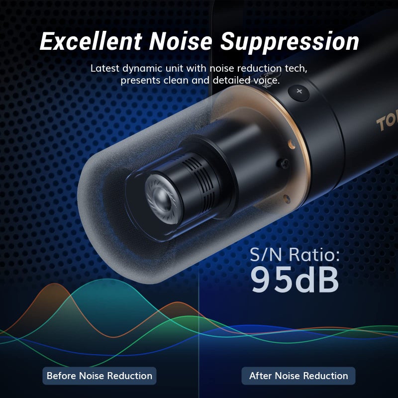 TONOR TONOR Dynamic Microphone, USB/XLR PC Microphone for Podcast, Recording, Live Streaming & Gaming, XLR Cardioid Studio Mic Music Voice-Over with Quick Mute, Headphone Output, Volume Control TD510  - Image 3
