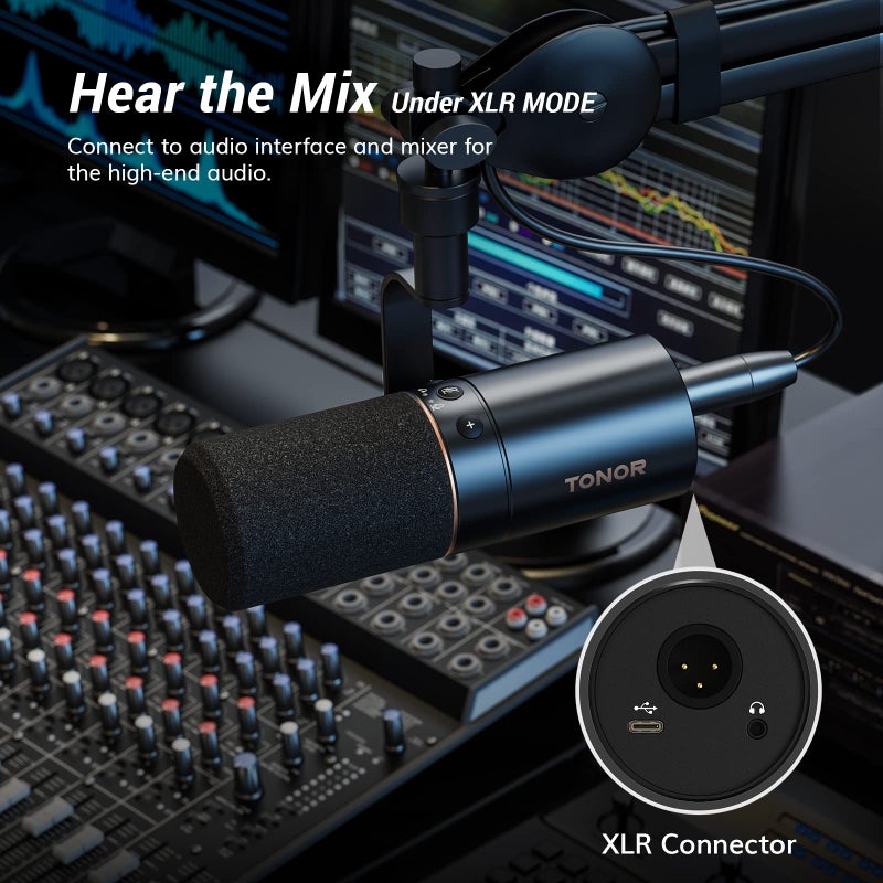 TONOR TONOR Dynamic Microphone, USB/XLR PC Microphone for Podcast, Recording, Live Streaming & Gaming, XLR Cardioid Studio Mic Music Voice-Over with Quick Mute, Headphone Output, Volume Control TD510  - Image 5