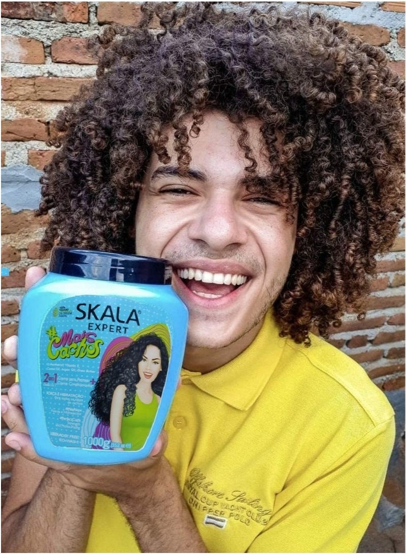 سكالا كريم معالج ومرطب 2 في 1 ميس كاتشوس من سكالا للشعر المجعد والمموج، كريم تصفيف الشعر، عبوة أكبر وزن 1000جرام - Image 3