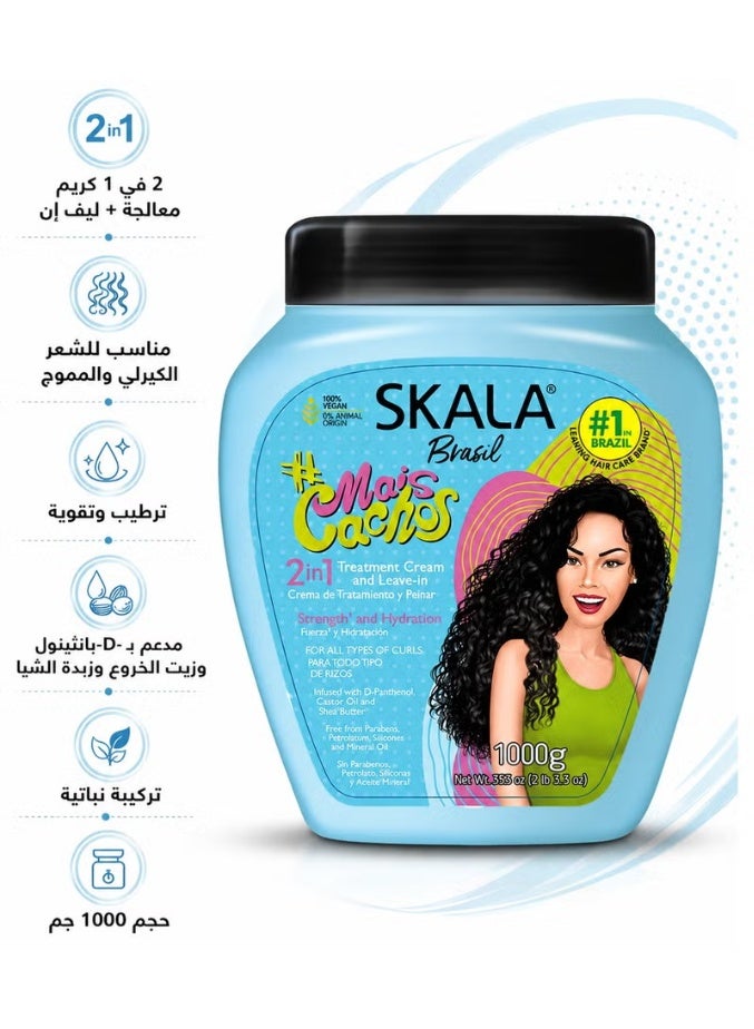 سكالا كريم معالج ومرطب 2 في 1 ميس كاتشوس من سكالا للشعر المجعد والمموج، كريم تصفيف الشعر، عبوة أكبر وزن 1000جرام - Image 1