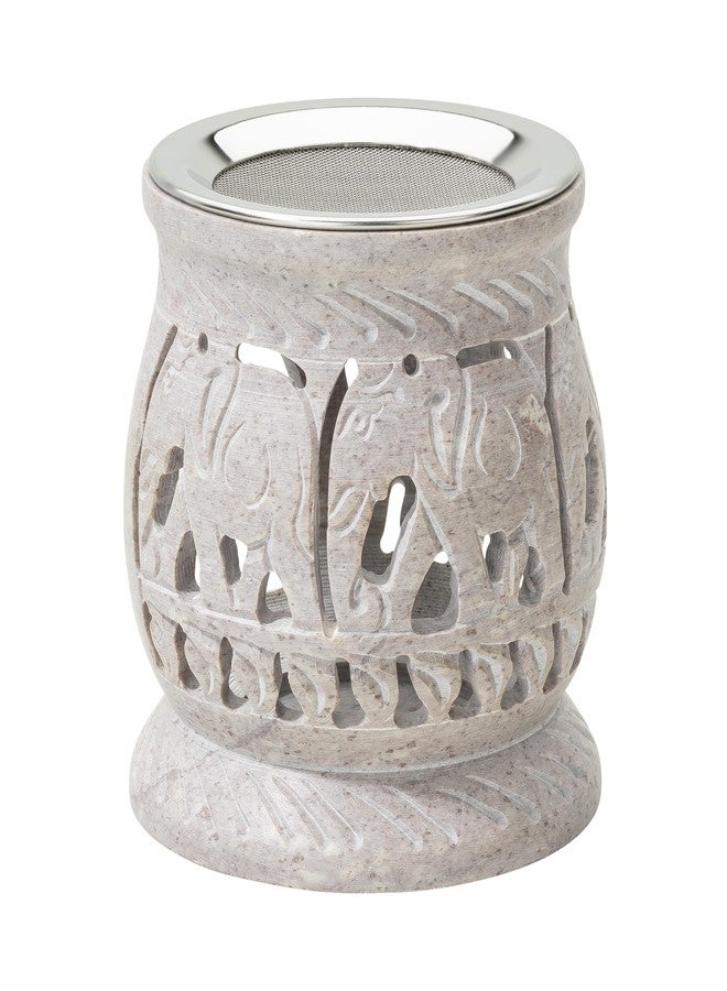 MaMeMi Soapstone Incense Burner with Strainer | 3.34 Inch Height & 3.15 Inch Diameter | Handmade Natural Stone Incense Holder for Gentle Aromatherapy with Tea Light | Decorative Meditation Accessory - Image 3