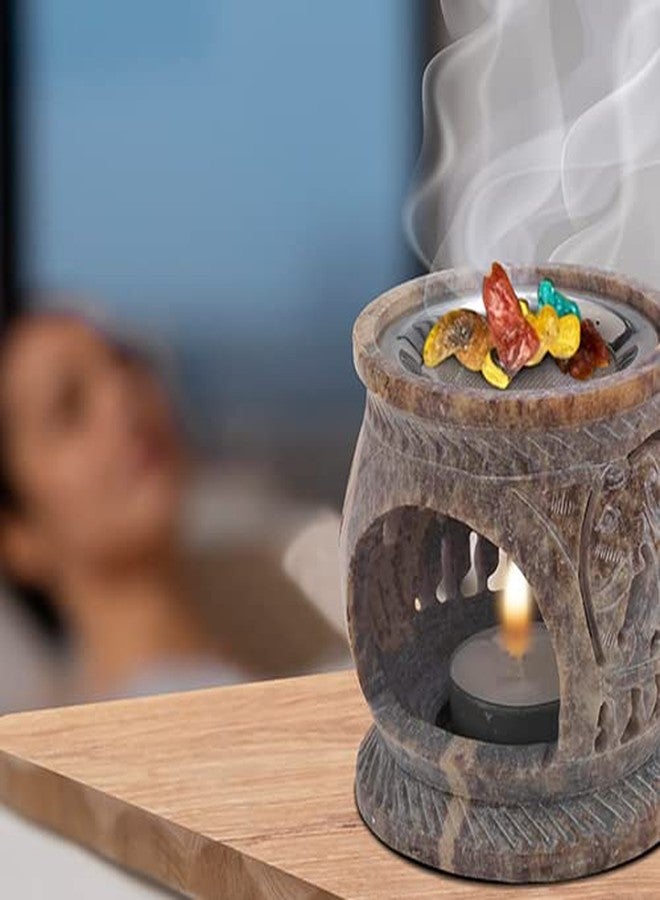 MaMeMi Soapstone Incense Burner with Strainer | 3.34 Inch Height & 3.15 Inch Diameter | Handmade Natural Stone Incense Holder for Gentle Aromatherapy with Tea Light | Decorative Meditation Accessory - Image 5