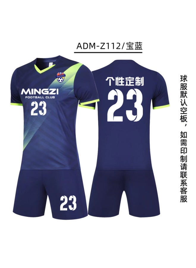 Z112-sapphire Blue Quick Dry Sports Football Training Suit New Suit Adult Children Training Camp Custom Football Suit