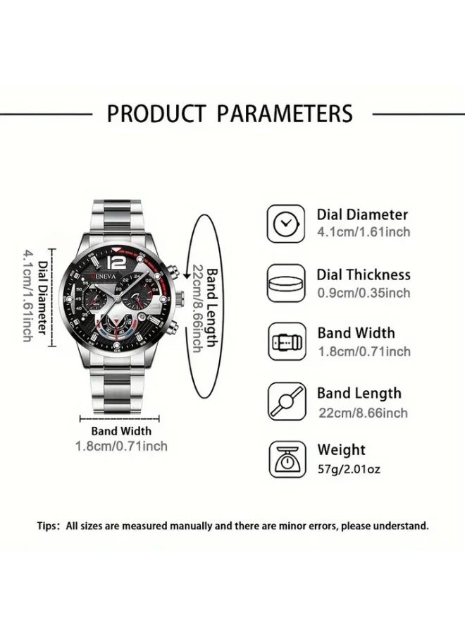 Geneva Stylish Round Quartz Watch and Bracelet 2pcs Set - Image 5