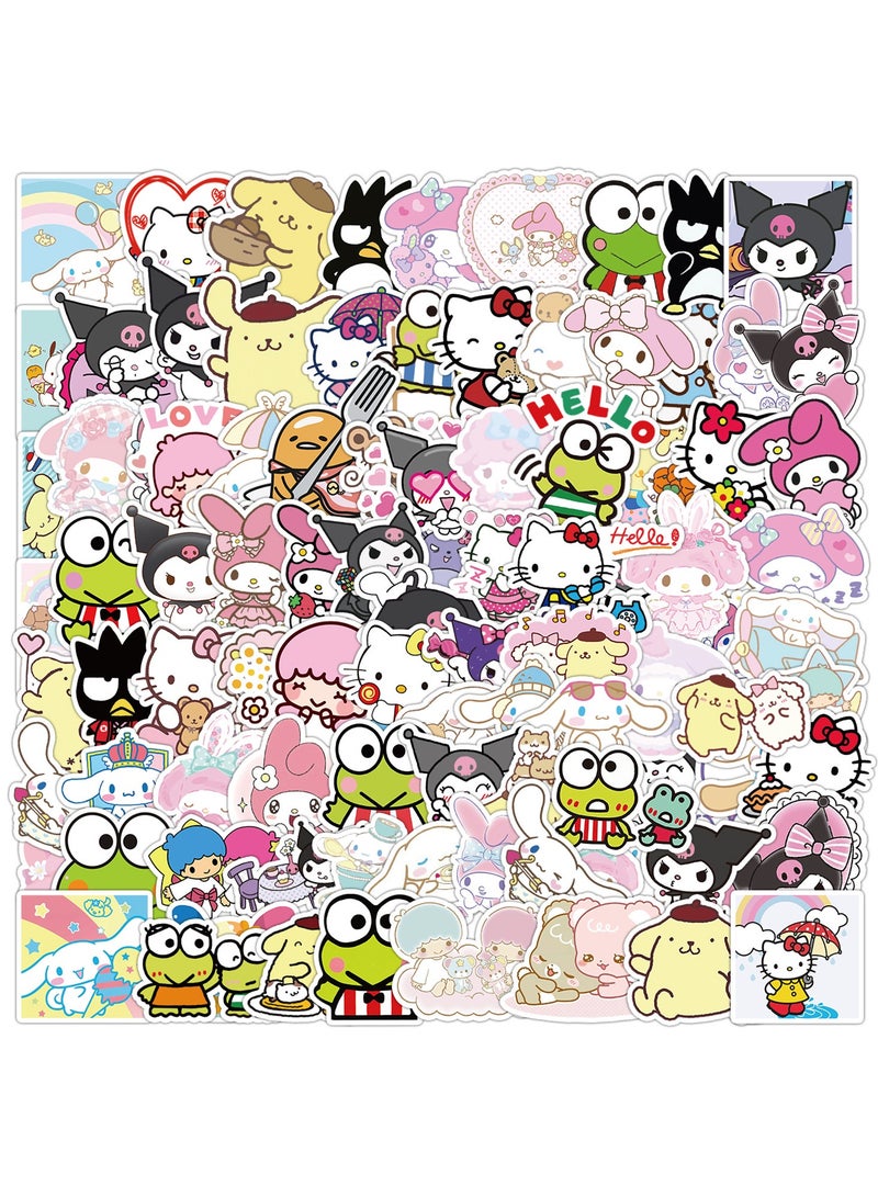 سانريو 100 قطعة من ملصقات مقاومة للماء من الفينيل لرسومات كرتونية لطيفة لأجهزة الكمبيوتر المحمول واللوح التزلج والأمتعة وزجاجة المياه وحزم ملصقات جرافيتي - Image 1