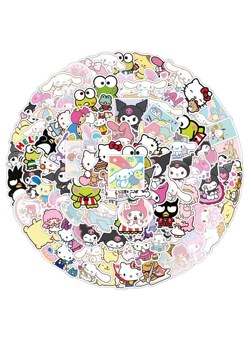 سانريو 100 قطعة من ملصقات مقاومة للماء من الفينيل لرسومات كرتونية لطيفة لأجهزة الكمبيوتر المحمول واللوح التزلج والأمتعة وزجاجة المياه وحزم ملصقات جرافيتي - Image 2