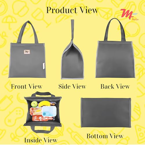Myfav MY FAV Large Insulated Lunch Bag | 14L Hot & Cold Tiffin Bag for Office Men, Women, Boys & Girls | Spacious Lunch Box Bag for School & Travel | Durable Polyester, Leakproof & Portable(Grey) - Image 3