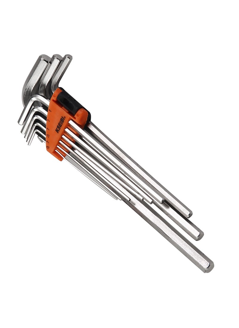 KSEIBI - Hex Key Wrench Set Long 9-Pc, Metric, Long Arm, Chrome Vanadium Steel, to Easily Tighten or Loosen the Bolt and Nut, for Auto Repair, Appliance Repair, Electronics and Bicycle Maintenance and Repair. - Image 1