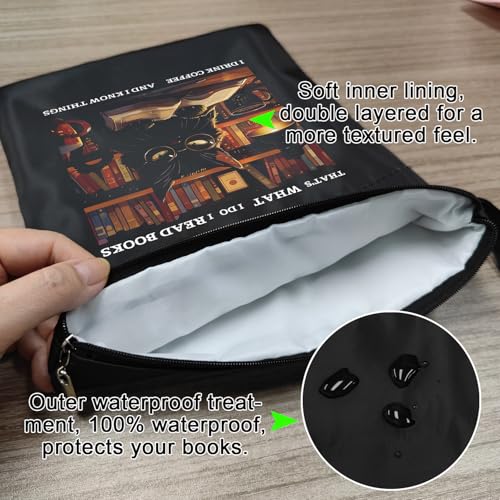 Maydvdv Inspirational Quotes Book Sleeve, Book Covers with Zipper, Book Sleeves for Book Lovers, Cat Book Pouch Protector, That's What I Do I Read Books I Drink Coffee and I Know Things - Image 4