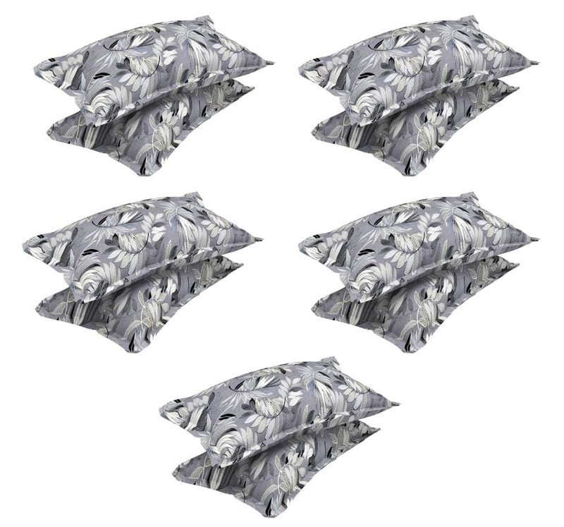 VAS COLLECTIONS 10 Pcs Cotton Floral Pillow Cover Set (5 Pairs) | 180 TC Supersoft Brushed Microfiber - Breathable & Wrinkle Free - 10 Pcs Set | Grey - Image 5