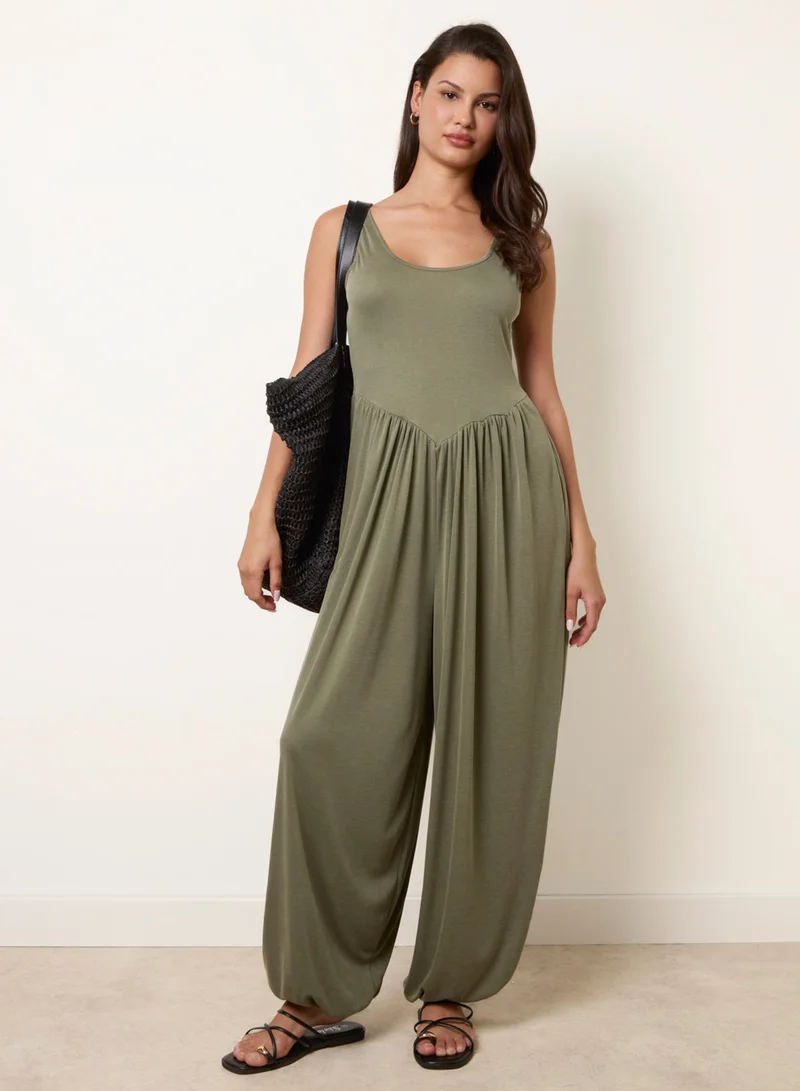 Blue Vanilla  Jersey Balloon Leg Jumpsuit With Pockets for Women | Best Price UAE