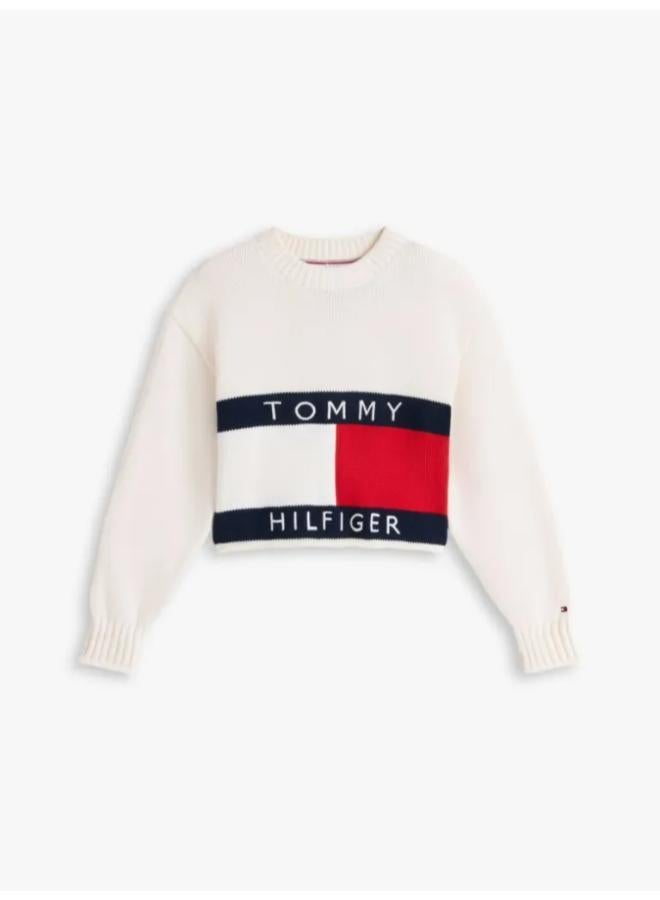 TOMMY HILFIGER Kids Logo Print Crew Neck Sweater - Image 5