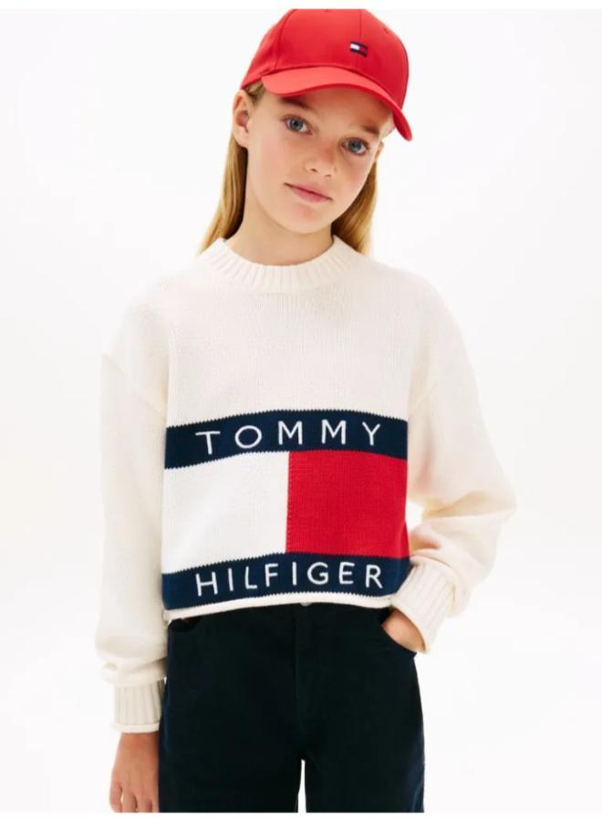 TOMMY HILFIGER Kids Logo Print Crew Neck Sweater - Image 1