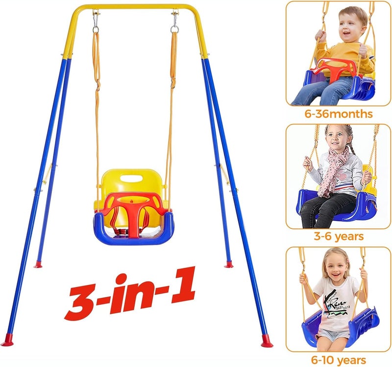 Brikipth Brikipth 3in1 Swing Set Baby Jumper and Bouncer for Toddler Heavy Duty Baby Swing Set with Foldable Metal Stand for Indoor Outdoor Play Adjustable Swing Set for Toddler - Image 2