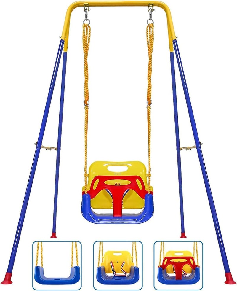 Brikipth Brikipth 3in1 Swing Set Baby Jumper and Bouncer for Toddler Heavy Duty Baby Swing Set with Foldable Metal Stand for Indoor Outdoor Play Adjustable Swing Set for Toddler - Image 1