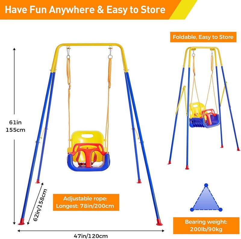 Brikipth Brikipth 3in1 Swing Set Baby Jumper and Bouncer for Toddler Heavy Duty Baby Swing Set with Foldable Metal Stand for Indoor Outdoor Play Adjustable Swing Set for Toddler - Image 5