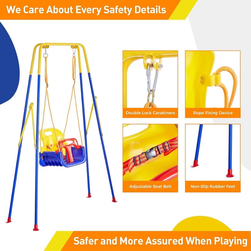 Brikipth Brikipth 3in1 Swing Set Baby Jumper and Bouncer for Toddler Heavy Duty Baby Swing Set with Foldable Metal Stand for Indoor Outdoor Play Adjustable Swing Set for Toddler - Image 4