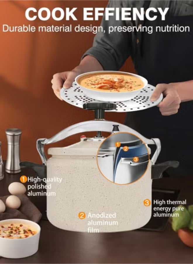 TORNADO 5L White Pressure Cooker | Granite Coating for Easy Cleaning, Reinforced Aluminum Alloy Design, Energy-Saving Fast Cooking Solution for Small Families - Image 5