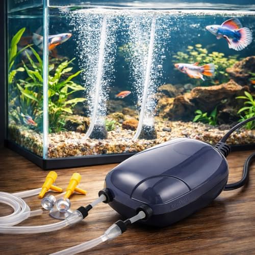 COLOURFUL® - Aquarium Silent Air Pump | Mini Aerator/Oxygen Pump for Aquarium Fish Tank or Pond | with Accessories (2Way - #390, Combo-1) - Image 1