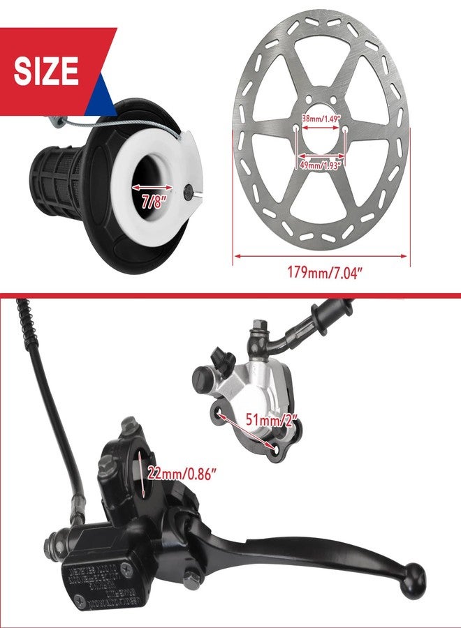 HOOUP Mini Bike Left Hydraulic Brake Caliper System 180mm Disc Brake Rotor with Throttle Cable Grips Assembly for 79cc 97cc 2.8HP Predator Baja DoodleBug Dirt Bug DB30 Blitz Mini Bike Mini Moto Black - Image 4