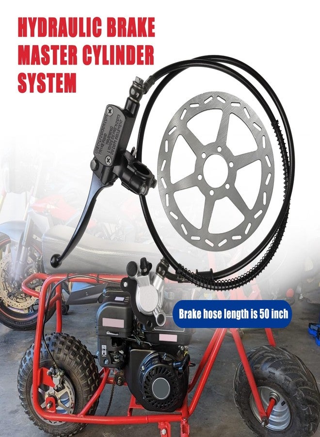 HOOUP Mini Bike Left Hydraulic Brake Caliper System 180mm Disc Brake Rotor with Throttle Cable Grips Assembly for 79cc 97cc 2.8HP Predator Baja DoodleBug Dirt Bug DB30 Blitz Mini Bike Mini Moto Black - Image 3