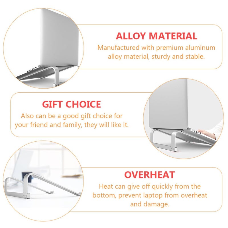 Aluminum Alloy Portable Laptop Stand Heat Sink Base Elevated Riser for Desk Use Silver - Image 3
