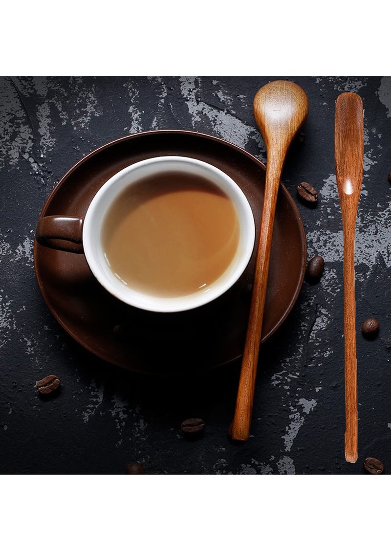Excefore - Wooden Spoons Coffee Spoons Teaspoons Handmade Wood Tasting Spoon Iced Tea Spoons Mini Stirring Spoon Espresso Mixing Spoon Teaspoon Dessert Honey Spoons Table Spoon - Image 1