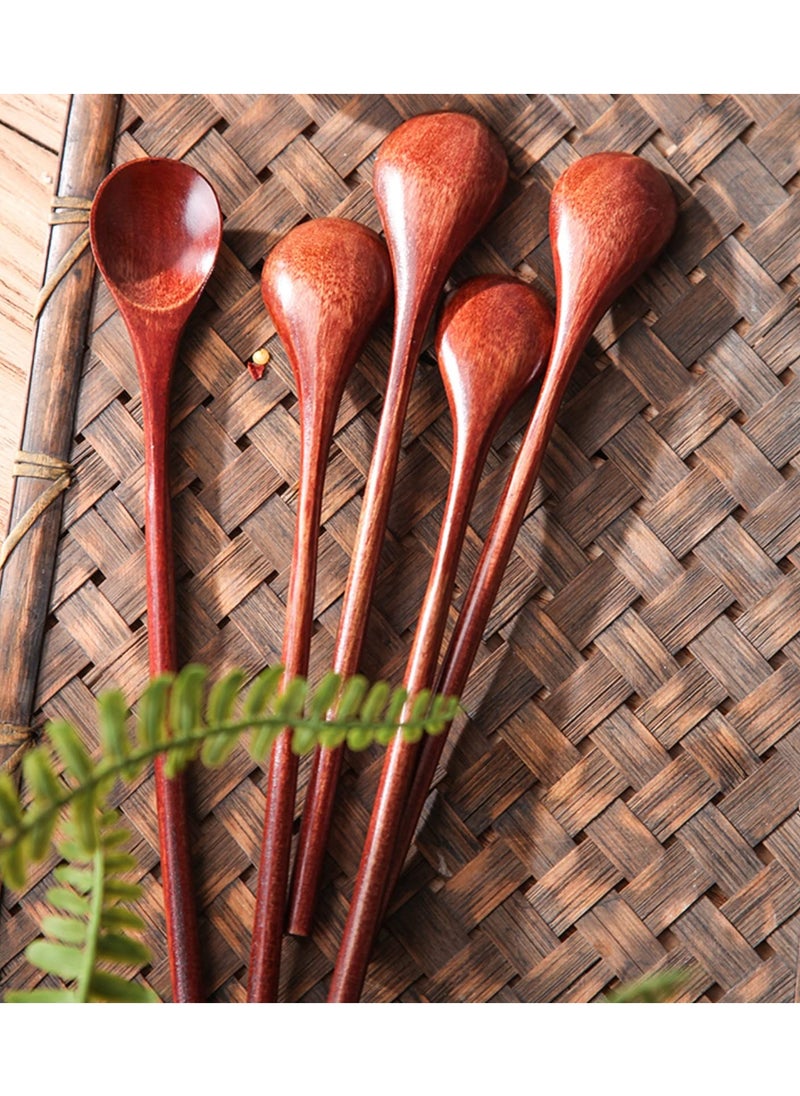 Excefore - Wooden Spoons Coffee Spoons Teaspoons Handmade Wood Tasting Spoon Iced Tea Spoons Mini Stirring Spoon Espresso Mixing Spoon Teaspoon Dessert Honey Spoons Table Spoon - Image 1