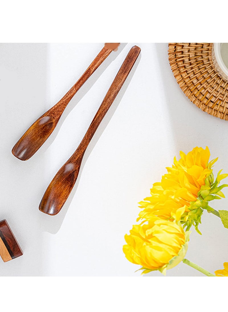 Excefore - Wooden Spoons Coffee Spoons Teaspoons Handmade Wood Tasting Spoon Iced Tea Spoons Mini Stirring Spoon Espresso Mixing Spoon Teaspoon Dessert Honey Spoons Table Spoon - Image 1