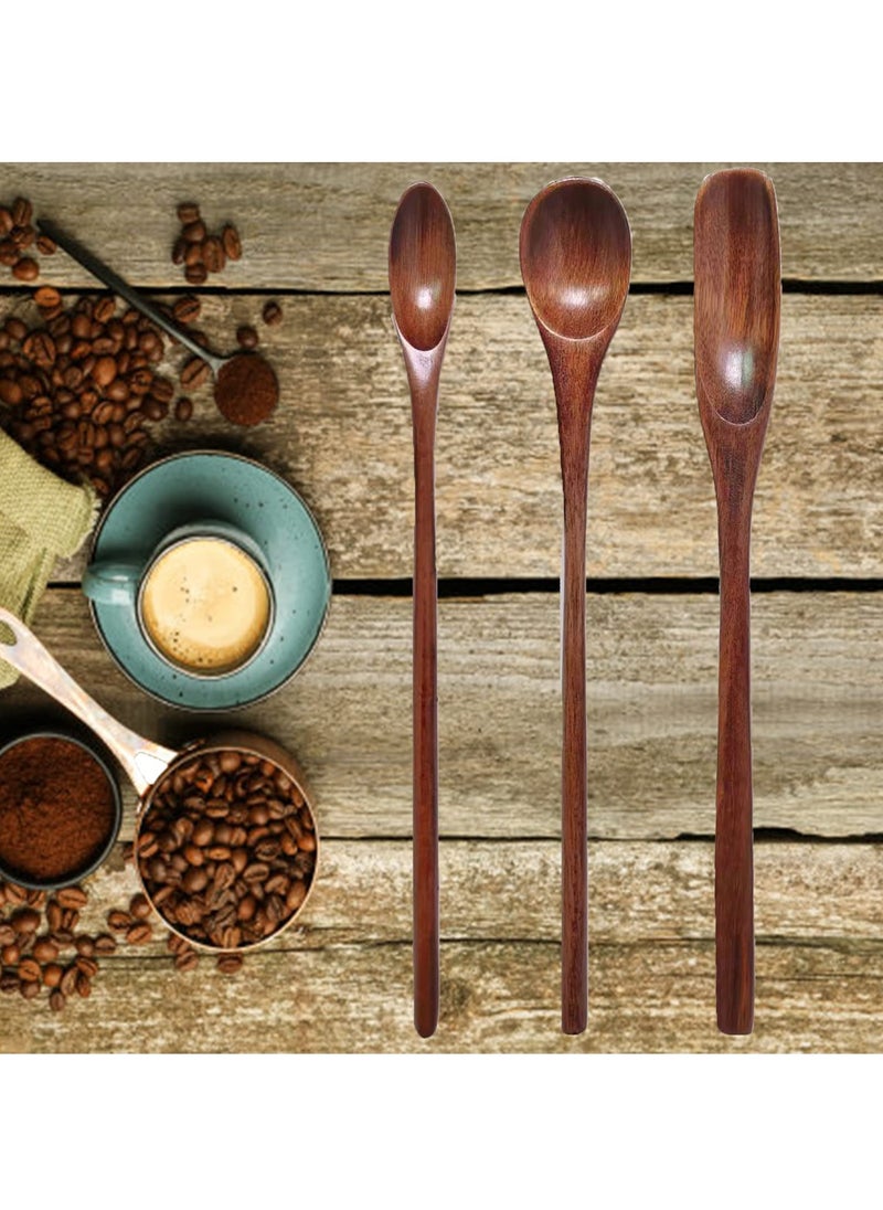 Excefore - Wooden Spoons Coffee Spoons Teaspoons Handmade Wood Tasting Spoon Iced Tea Spoons Mini Stirring Spoon Espresso Mixing Spoon Teaspoon Dessert Honey Spoons Table Spoon - Image 1