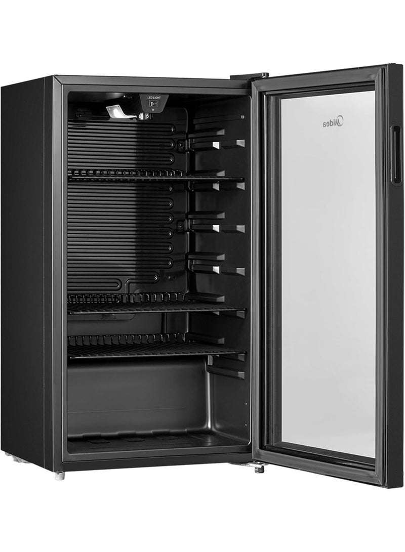 Midea Freestanding Single Door Beverage Cooler With 150L Gross & 93L Net Capacity, Air-Cooled Thermostatic Wine Cabinet, Compact Cooler With Glass Door, Recessed Handle, Black - MDRW150FGG22AE 150 L 220 kW MDRW150FGG22AE black - Image 3